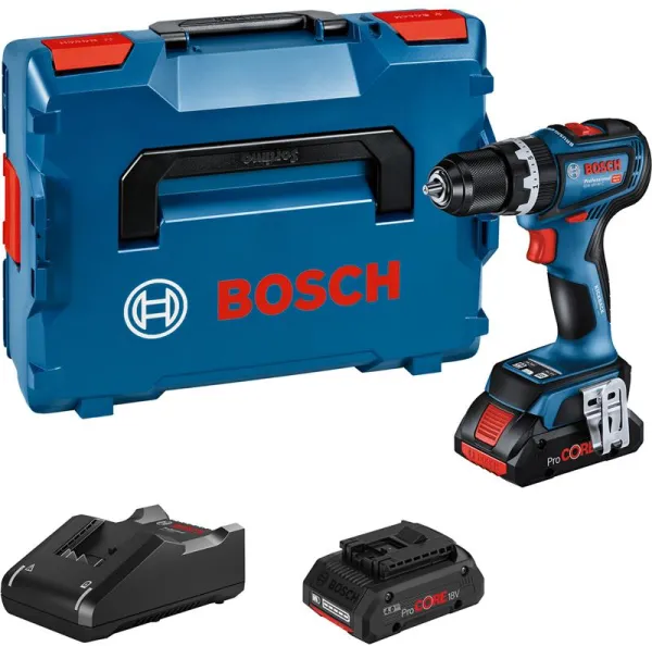 Bosch batteridriven slagborrmaskin GSB 18V-90 C 2X4,0AH PROCORE GAL 18V-40 L-BOXX COMO