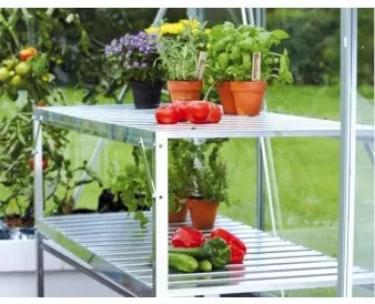 Aluminiumbord med extra hylla 52 x 120 cm.